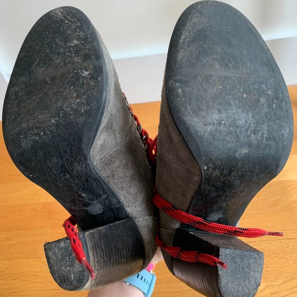 Boutique9 Grey Heeled Booties with Red Laces - Picture 6 of 6